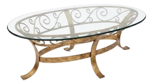 Late 20th Century Lane Attributed Newly Hand Gilt Wrought Iron Coffee Table