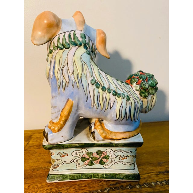 Hollywood Regency Antique Chinese Glaze Porcelain Foo Dog With Baby For Sale - Image 4 of 10