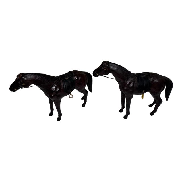 Pair of Vintage 1930s-1940s Leather Horses For Sale