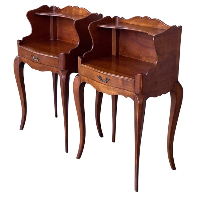 Early 20th Century Pair of French Nightstands Tables with Drawer and Open Shelf For Sale - Image 15 of 18