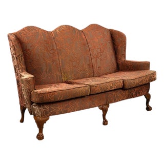 Queen Anne Walnut Three Seat Sofa, 1930 For Sale