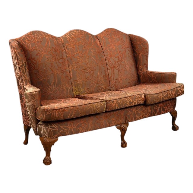 Queen Anne Walnut Three Seat Sofa, 1930 For Sale