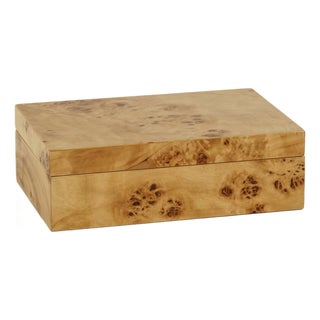 Leiden Burl Wood Design Box 7.75" x 5.5" x 2.5" For Sale