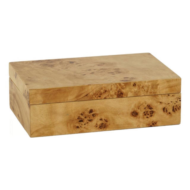 Leiden Burl Wood Design Box 7.75" x 5.5" x 2.5" For Sale