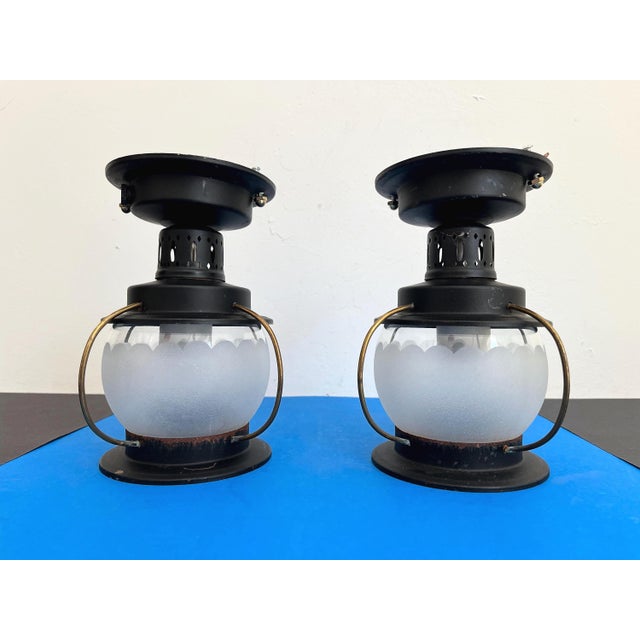 1960s Nautical Lantern Lights, Pair For Sale - Image 4 of 16