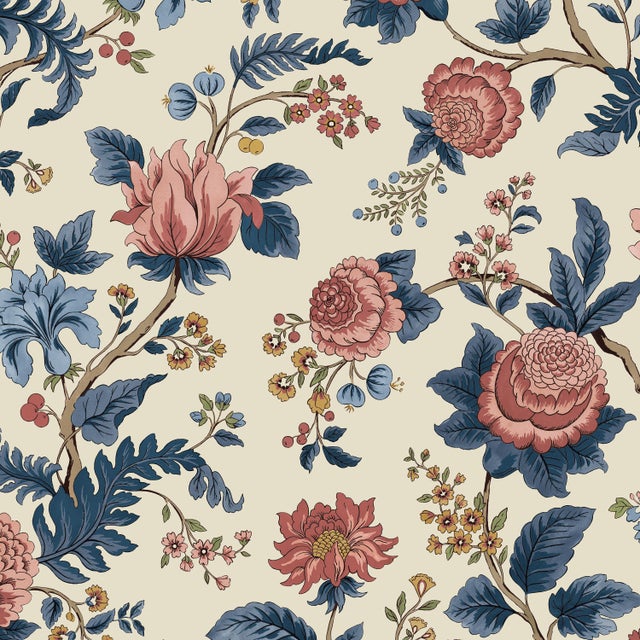 Textile Josephine Fringe Chair by Spritely Home, in Dusty Blue Tree of Life For Sale - Image 7 of 8