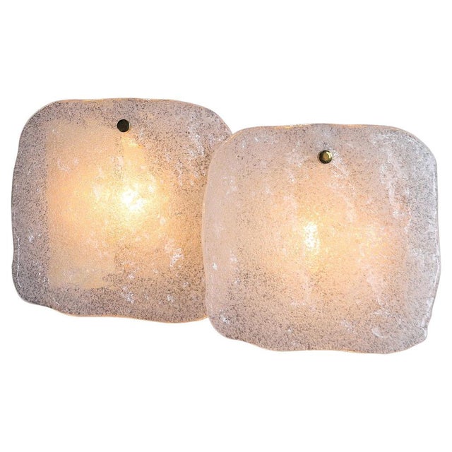 Ice Glass Panel and Brass Wall Light from Kalmar, Austria, 1960s For Sale - Image 11 of 11