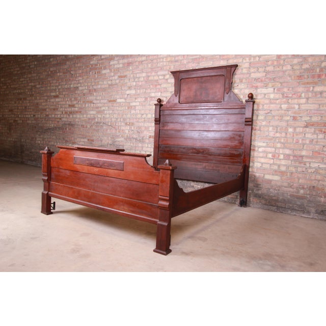 19th Century Eastlake Victorian Burled Walnut Full Size Bed Chairish