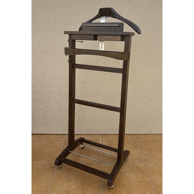 Brown Mid-Century Wooden Valet Stand with Hanger and Storage Trays, 1960 For Sale - Image 8 of 12