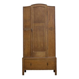 Vintage Art Deco Wardrobe in Limed Oak, 1930s For Sale