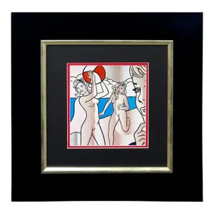 Roy Lichtenstein Beach Volleyball Nudes Series Color Plate Lithograph, Framed 1994