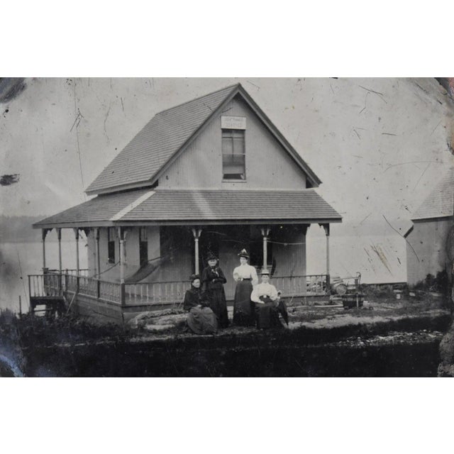 Antique Tintype Group Portrait at "SUNNY SIDE COTTAGE," Circa Late 19th Century. A beautiful portrait displaying the...