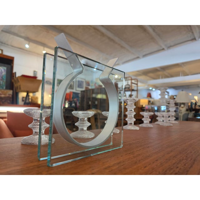 Vintage Peter Hewitt MoMA Square Ribbon Vase Glass Anodized Aluminum For Sale In Charleston - Image 6 of 16