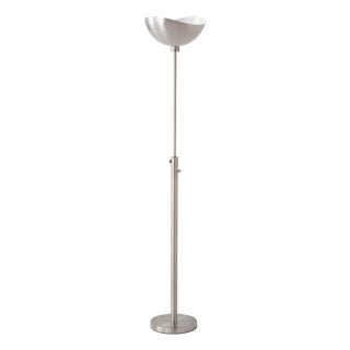 Modern Luna Bella Torchiere Floor Lamp 70" H - Satin Nickel/White Shade, Satin Nickel Body, Modern Design, Dimmable, Bulb Included For Sale