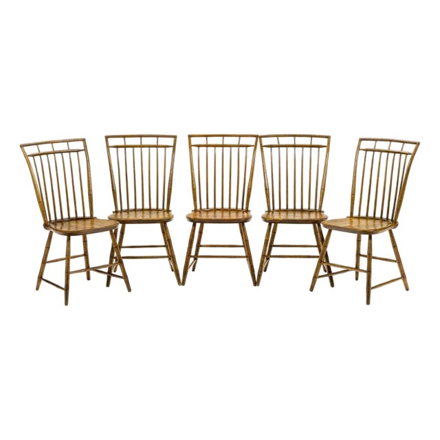 Set of Five 19th C. American Bird Cage Windsor Chairs For Sale