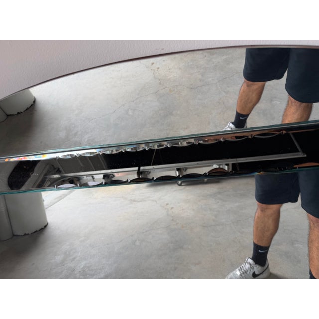 Large- 1960s Italian Hollywood Regency Scalloped Etched Beveled Wall Mirror For Sale - Image 10 of 13