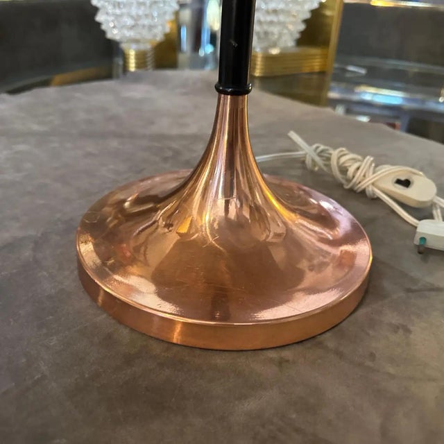 1970s Mid-Century Modern Copper and Steel Italian Table Lamp For Sale - Image 4 of 11