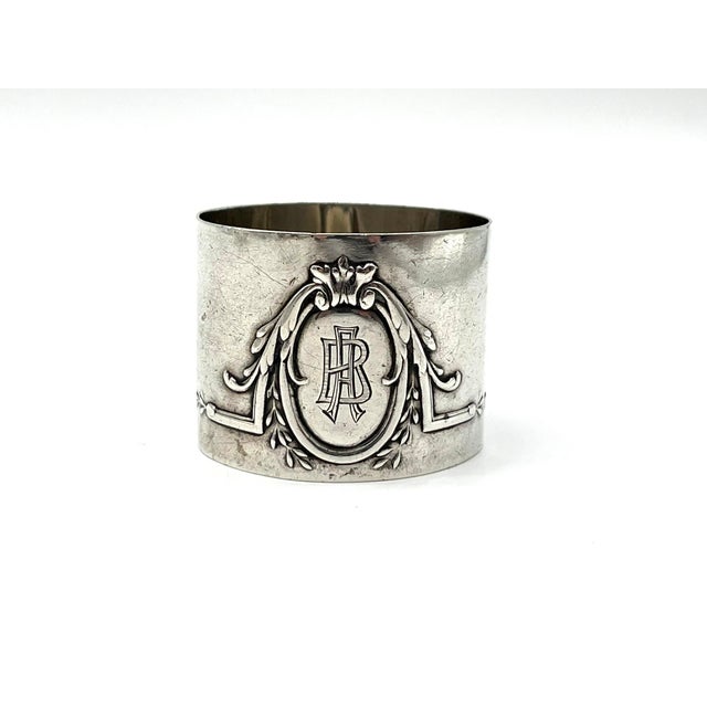 Antique 800 Silver Monogrammed Napkin Ring frpm Jakob Grimminger, 1900s For Sale - Image 11 of 11