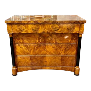 19th Century Austrian Biedermeier Black Walnut Commode