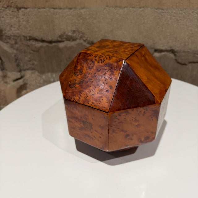Art Deco French Polyhedral Box Crafted From Burled Wood Custom For Sale - Image 10 of 13