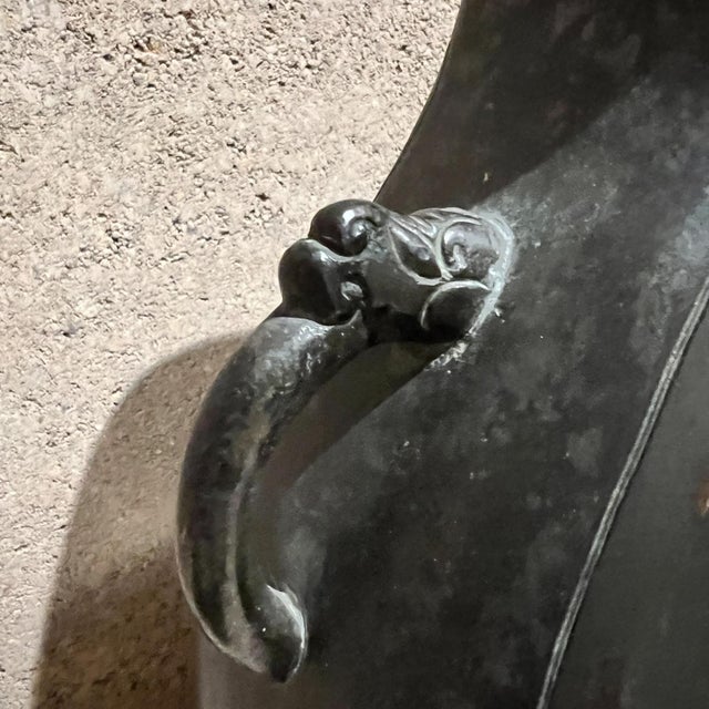 Figural Asian Vase in Bronze Double Sided Art For Sale - Image 9 of 12