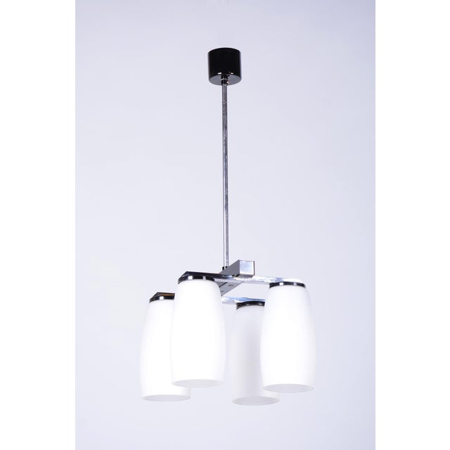Mid-Century Modern Chandelier in Chrome and Opaline Glass by Drupol, Czech, 1960s For Sale - Image 15 of 15