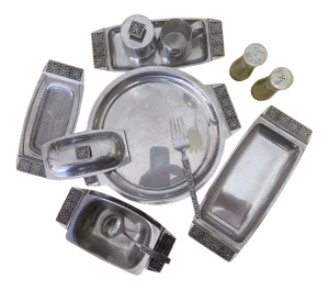 1970s Velvet Stainless Steel Serving Dishes by Stanley Roberts - 14 Pieces