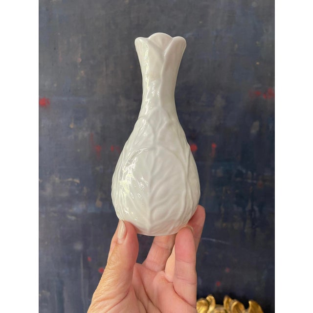 Early 20th Century Cabbage Leaf Pattern Bone White China 5.5” Coalport Vase Single Stem Bud Vase For Sale - Image 5 of 7