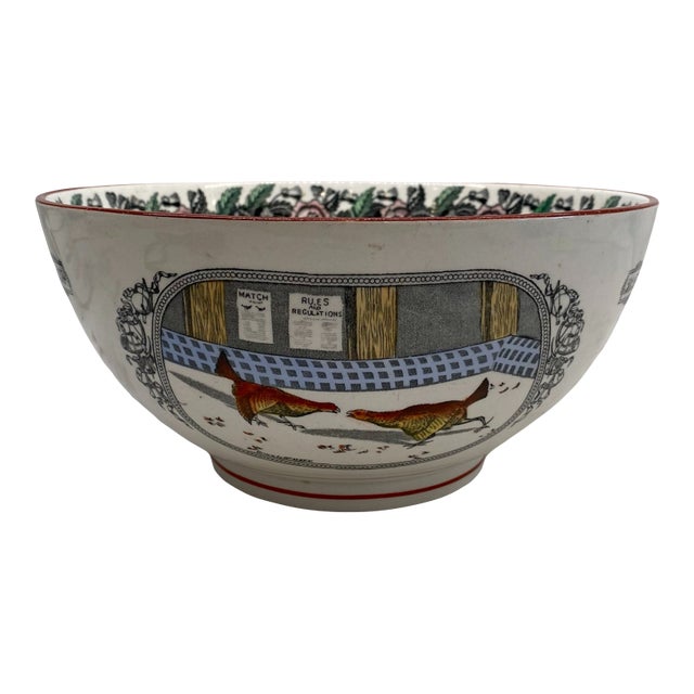 1920s English Adams “Old English Sports” Set to Cockfighting Bowl For Sale