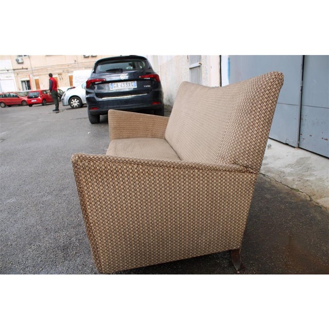 Italian Fabric Sofa with Oblique Cone Feet, 1950s For Sale - Image 9 of 18