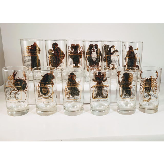 Vintage Gold Astrology Zodiac Sign Glasses Set of 12 Chairish