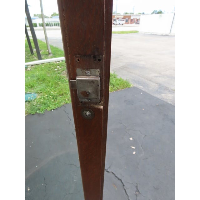 Late 1800s Large Tall Tiger Oak Leaded Stain Glass Curio Cabinet Cupboard 6573 For Sale - Image 12 of 18