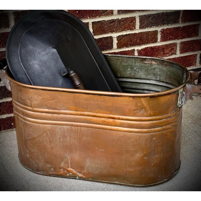 Late 19th Century Copper Basin Wash Tub Lidded Bucket For Sale - Image 5 of 12