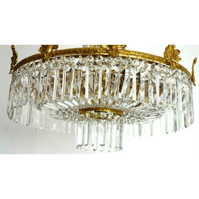 Brass and Lead Crystal Chandelier from Palwa, 1960s For Sale - Image 6 of 14