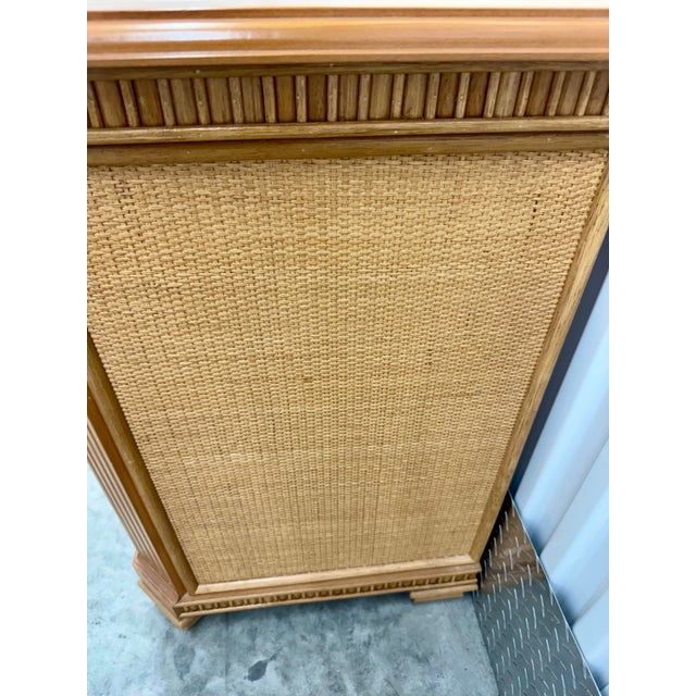 Mid 20th Century Pair Boho Chic Neoclassic Split Reed and Rattan Large Kosugo Side Chests For Sale - Image 5 of 8