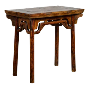 Mid 19th Century Chinese Qing Dynasty Ming Style Distressed Patina Elmwood Wine Table