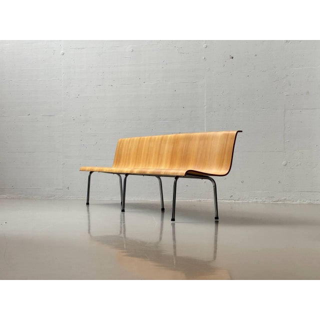 Bench in Laminated Beechwood with Tubular Steel Frame, 1960s For Sale - Image 5 of 18