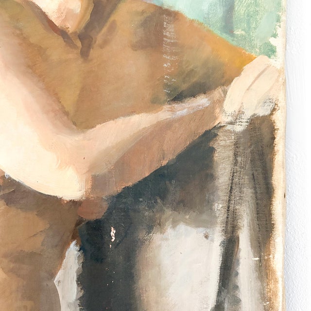 1960s Weathered Nude Woman Portrait Painting, 1960s Female Model Art Signed by Artist For Sale - Image 5 of 16