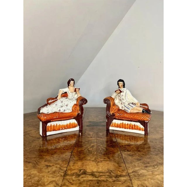 Mid 19th Century Antique Victorian Staffordshire Bookends, 1860, Set of 2 For Sale - Image 5 of 8