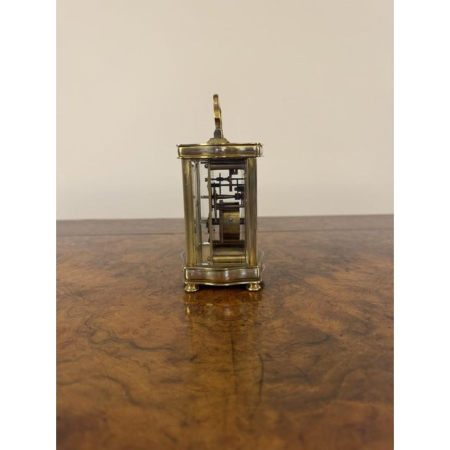 Late 19th Century Antique Victorian French Brass Carriage Clock, 1880 For Sale - Image 5 of 6