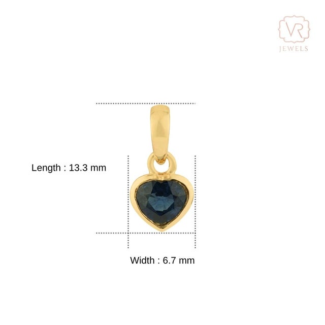 Heart-Shaped Blue Sapphire Bezel Set Solitaire Pendant in 14k Yellow Gold For Sale - Image 11 of 15