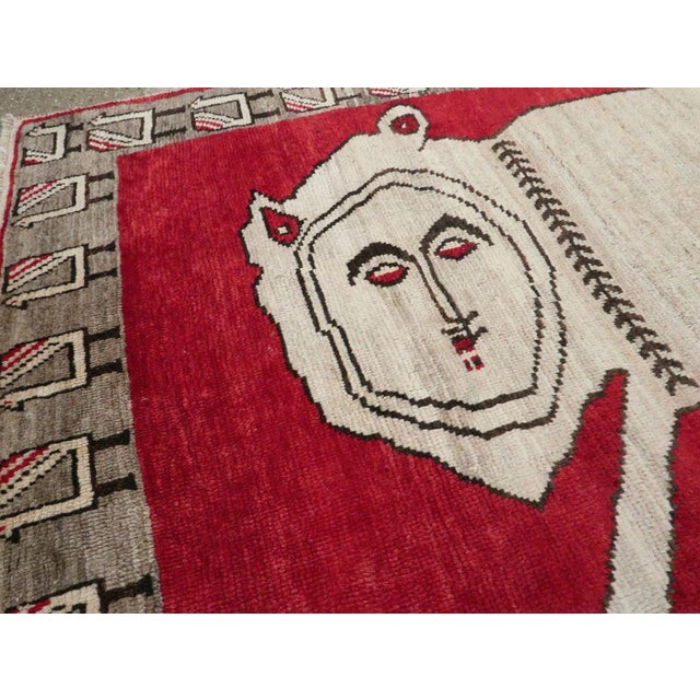 Tribal Mid-20th Century Handmade Persian Pictorial Gabbeh Accent Rug For Sale - Image 4 of 7