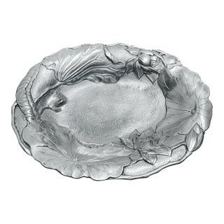 Antique Art Nouveau Japanese Meiji Sterling Silver Iris Dish by Samurai Shokai Yokohama For Sale