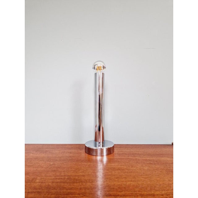Silver Tubular Chrome Metal Table Lamp, 1970s For Sale - Image 8 of 14