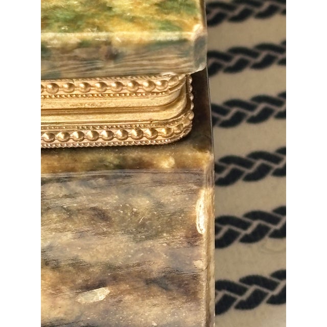 Mid-Century Italian Grand Tour Green Alabaster Box With Brass Paw Feet For Sale - Image 15 of 15