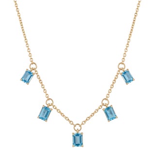 Swiss Blue Topaz Dangling Necklace - Dainty Chan Link Stackable Minimalist Necklace For Sale