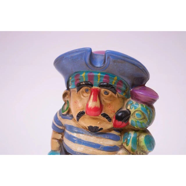 Blue Mid-Century Japanese "Boudoir Pets" Paper Mache Pirate Bank For Sale - Image 8 of 11
