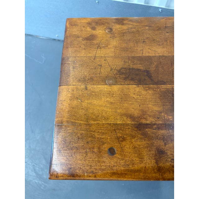 Brown Vintage Vermont Solid Maple Wooden Bench/ Side Table For Sale - Image 8 of 12