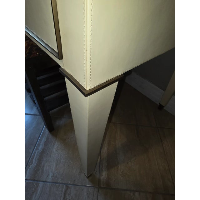 Hollywood Ivory Leather Wrapped Desk by Hunter | Chairish