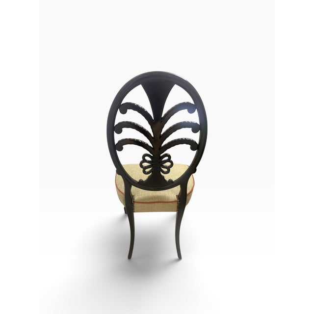 Vintage Hand-Painted Neoclassical Plume Back Side Chair, Newly Reupholstered For Sale In Miami - Image 6 of 12